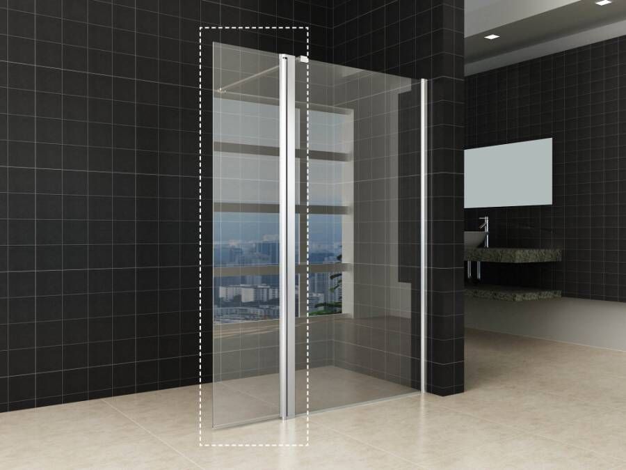 Wiesbaden Douchewand Miami 40x200cm Antikalk Helder Glas Chroom Scharnierprofiel 10mm Veiligheidsglas Easy Clean - Foto 4
