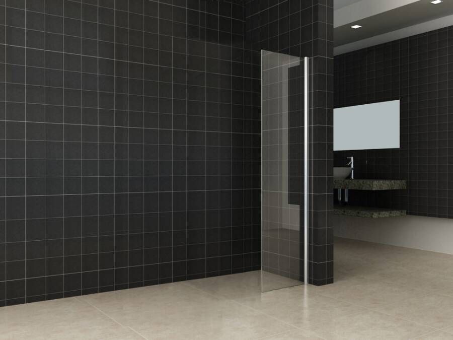 Wiesbaden Douchewand Miami 30x200cm Antikalk Helder Glas Chroom Profiel 10mm Veiligheidsglas Easy Clean - Foto 4