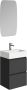 Xellanz Mini onderkast met 2 laden mat zwart en wastafel keramiek glans wit 45 cm inclusief spiegel 38.4305 - Thumbnail 2