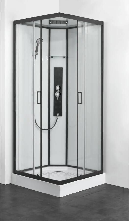 Allibert Douchecabine Uyuni Vierkant 90x90x225cm Helder Glas Antikalk Mengkraan Hoofddouche en Handdouche