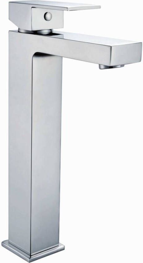 Sanilux Wastafelkraan Cube Chroom Vierkant Opbouw Extra Hoog (30cm)