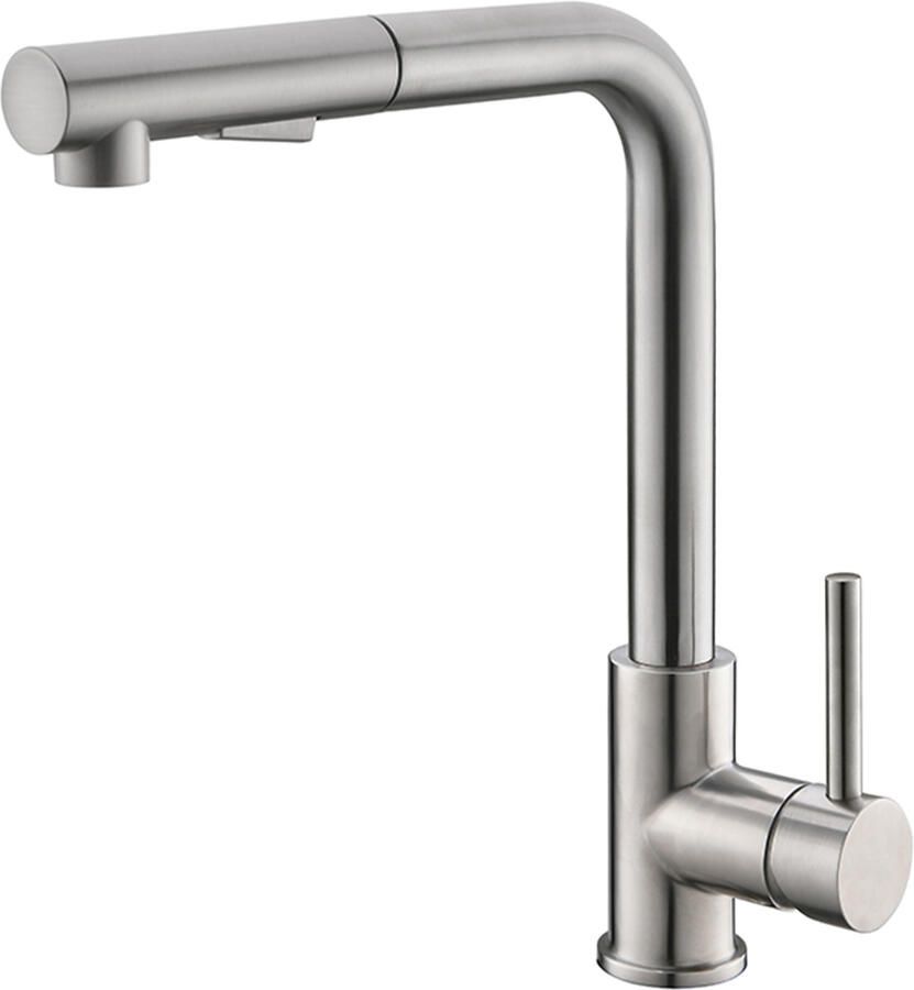 Aqua Splash Reno RVS Keukenmengkraan Met Uittrekbare Handdouche
