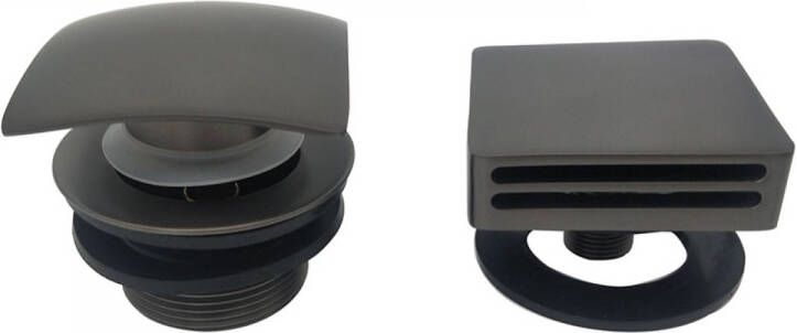 Boss & Wessing Badafvoerplug Afbouwdeel Set Boss Wessing tbv Badoverloopcombinatie Met Vulfunctie Vierkant Gunmetal