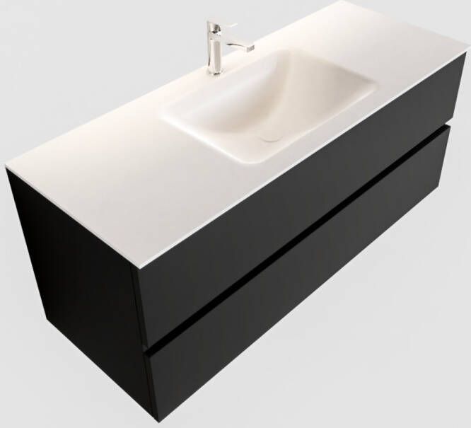 Boss & Wessing Badkamermeubel Solid Surface BWS Oslo 120x45 cm Mat Zwart Urban Midden (0 kraangaten)