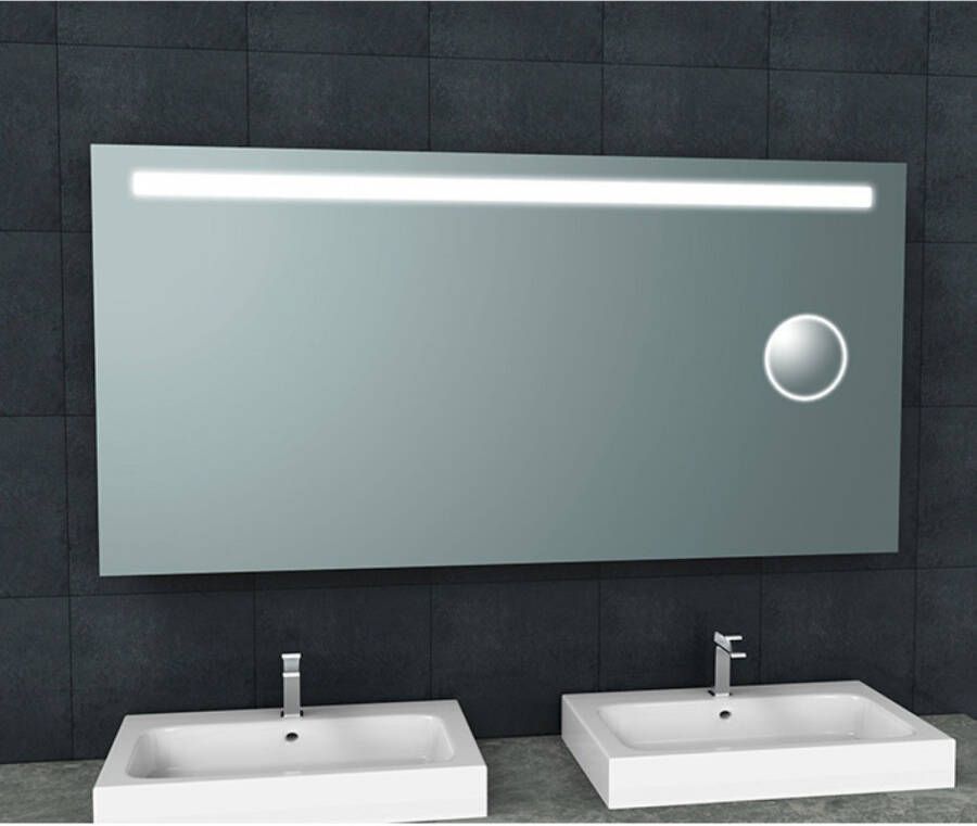 Boss & Wessing Badkamerspiegel BWS Mire Rechthoek Inclusief LED Verlichting + Scheerspiegel 160 cm