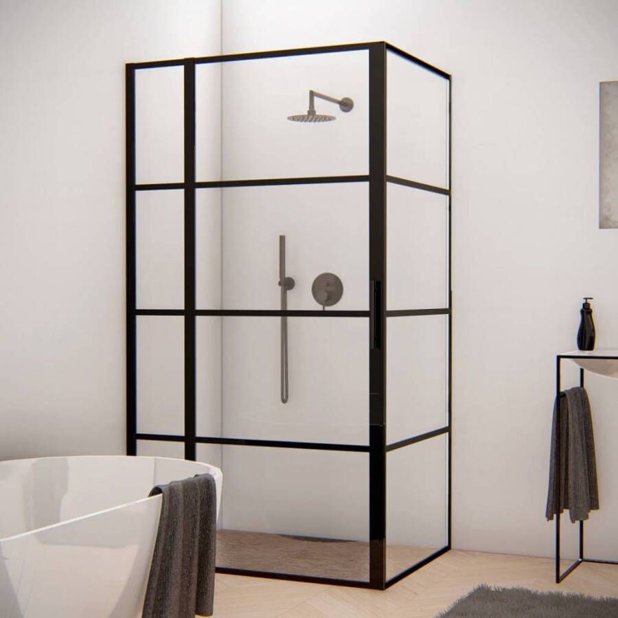 Aqua Splash Douchecabine Frame 100x90 cm 8 mm NANO Glas Mat Zwart Raster Douchecabine 100x90 cm Frame
