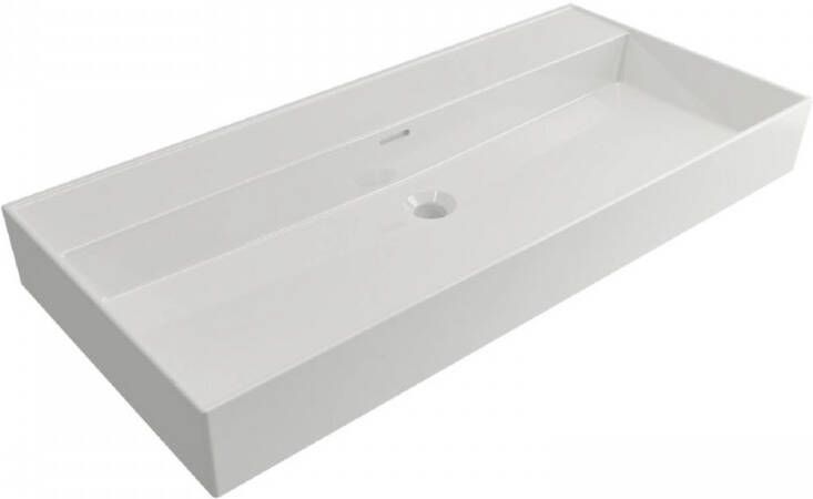 Plieger Wastafel Hangend Kansas 100x45cm Keramiek met Overloop Wit Zonder Kraangat