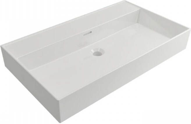 Plieger Wastafel Hangend Kansas 80x45cm Keramiek met Overloop Wit Zonder Kraangat