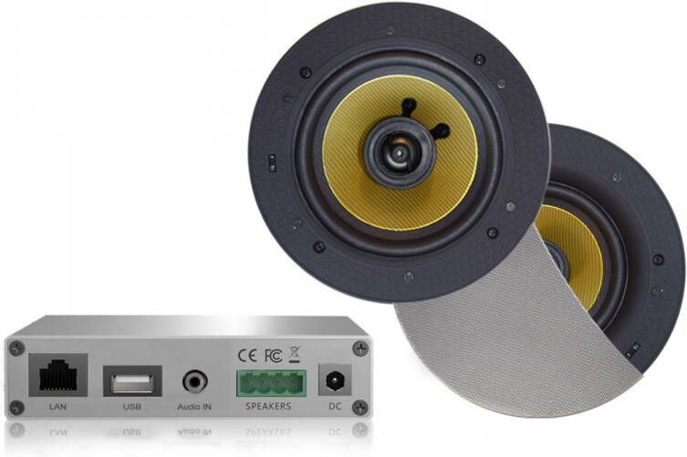 Aquasound Wifi-Audio Versterker Airplay + DLNA 30W Inclusief Speakerset Rumba 116 mm Mat Chroom
