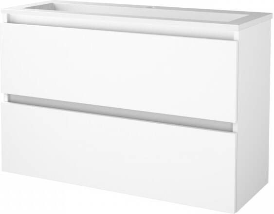 Aquasplash Badmeubelset Salt 100x39 cm Greeploos 2 Lades Met Wastafel Acryl 1 Kraangat Ice White