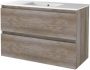 Boss & Wessing Badmeubelset BWS Salt 100x46cm Greeploos 2 Lades Met Wastafel 1 Kraangat Scotch Oak - Thumbnail 2