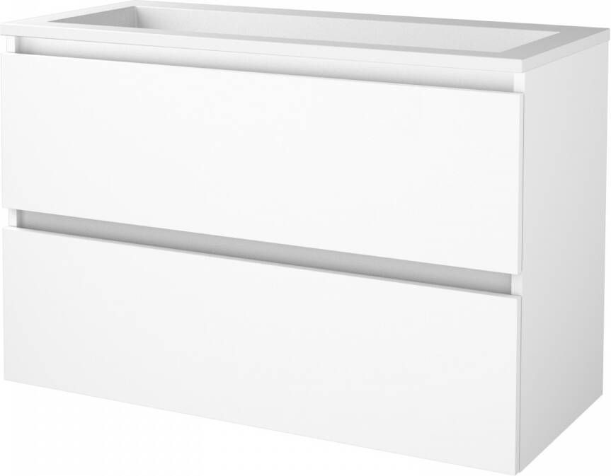 Aquasplash Badmeubelset Salt 100x46 cm Greeploos 2 Lades Met Wastafel Acryl Ice White