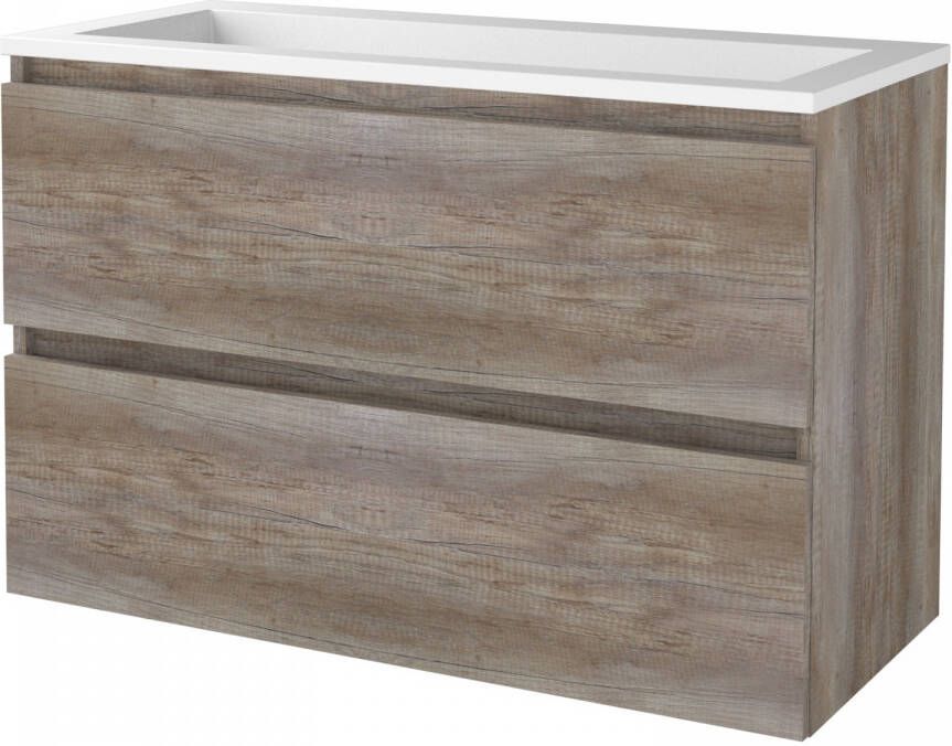 Aquasplash Badmeubelset Salt 100x46 cm Greeploos 2 Lades Met Wastafel Acryl Scotch Oak