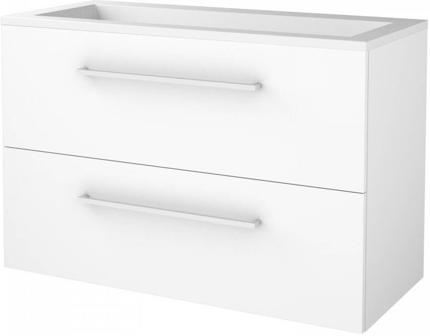 Boss & Wessing Badmeubelset BWS Salt 100x46cm Met Grepen 2 Lades Met Wastafel 2 Kraangaten Ice White