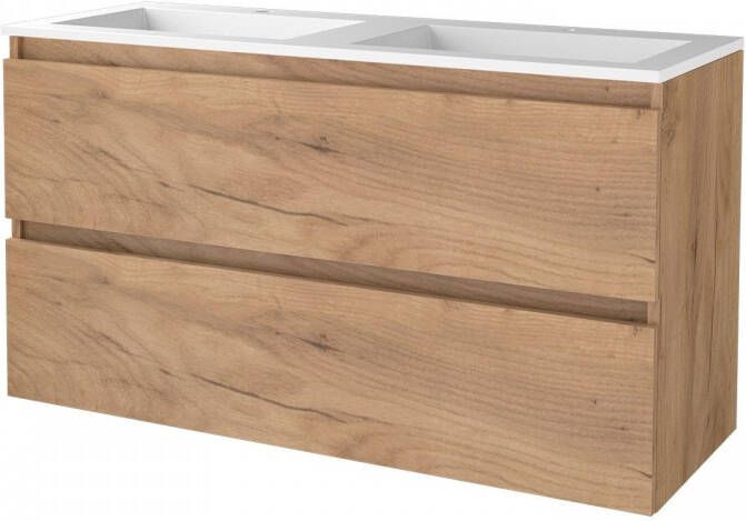 Aquasplash Badmeubelset Salt 120x46 cm Greeploos 2 Lades Met Wastafel 2 Kraangaten Whisky Oak