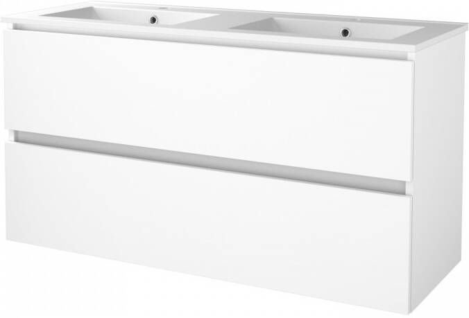 Boss & Wessing Badmeubelset BWS Salt 120x46cm Greeploos 2 Lades Met Wastafel Porselein 2 Kraangaten Ice White