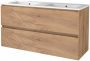 Boss & Wessing Badmeubelset BWS Salt 120x46cm Greeploos 2 Lades Met Wastafel Porselein 2 Kraangaten Whisky Oak - Thumbnail 2