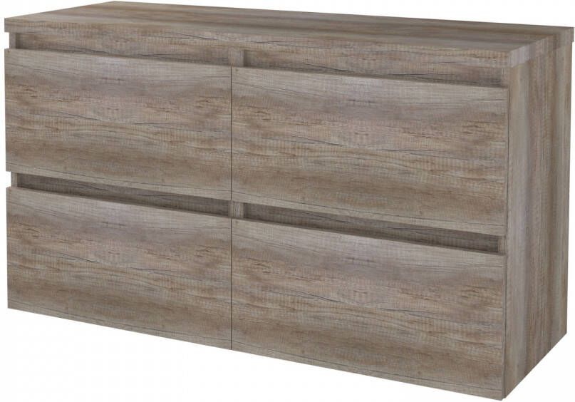Boss & Wessing Badmeubelset BWS Salt 120x46cm Greeploos 4 Lades Met Afdekplaat Scotch Oak
