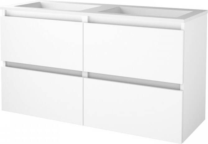 Aquasplash Badmeubelset Salt 120x46 cm Greeploos 4 Lades Met Wastafel Acryl Ice White