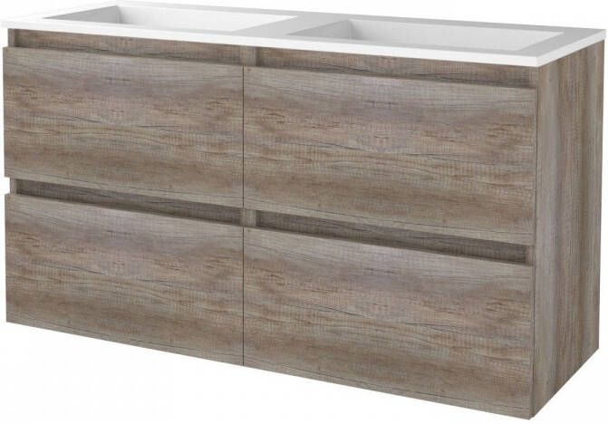 Aquasplash Badmeubelset Salt 120x46 cm Greeploos 4 Lades Met Wastafel Acryl Scotch Oak