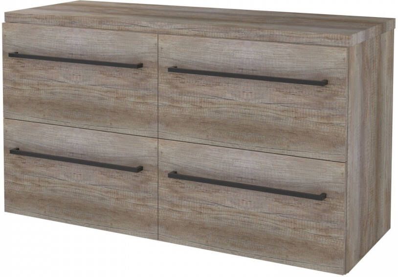 Boss & Wessing Badmeubelset BWS Salt 120x46cm Met Grepen 4 Lades Met Afdekplaat Scotch Oak