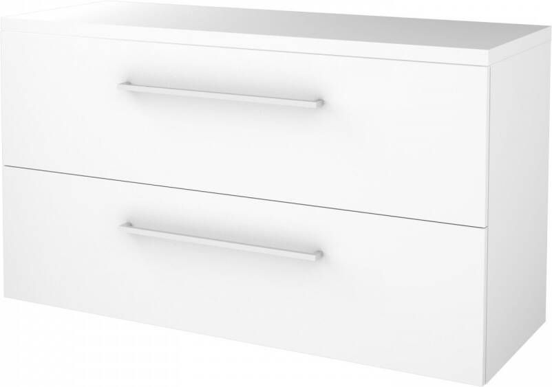 Boss & Wessing Badmeubelset BWS Salt 120x46cm Met Grepen 2 Lades Met Afdekplaat Ice White