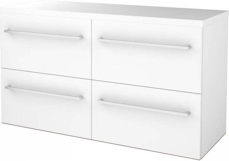 Boss & Wessing Badmeubelset BWS Salt 120x46cm Met Grepen 4 Lades Met Afdekplaat Ice White