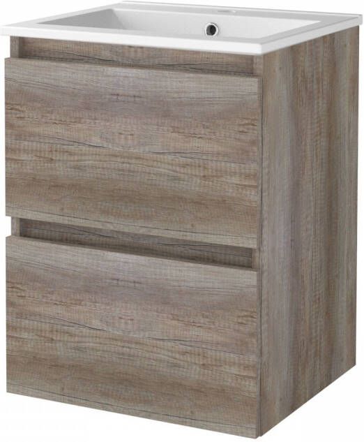 Aquasplash Badmeubelset Salt 50x46 cm Greeploos 2 Lades Met Wastafel 1 Kraangat Scotch Oak