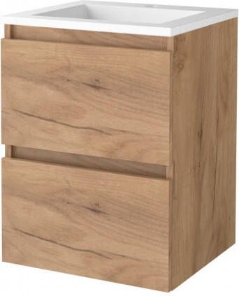 Aquasplash Badmeubelset Salt 50x46 cm Greeploos 2 Lades Met Wastafel Acryl 1 Kraangat Whisky Oak