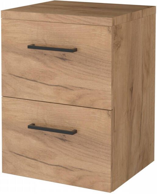 Boss & Wessing Badmeubelset BWS Salt 50x46cm Met Grepen 2 Lades Met Afdekplaat Whisky Oak