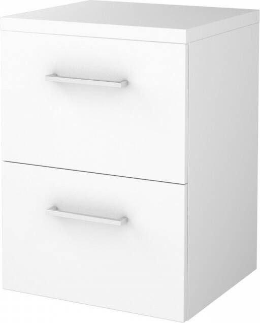 Boss & Wessing Badmeubelset BWS Salt 50x46cm Met Grepen 2 Lades Met Afdekplaat Ice White