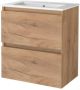 Boss & Wessing Badmeubelset BWS Salt 60x39cm Greeploos 2 Lades Met Wastafel 1 Kraangat Whisky Oak - Thumbnail 2