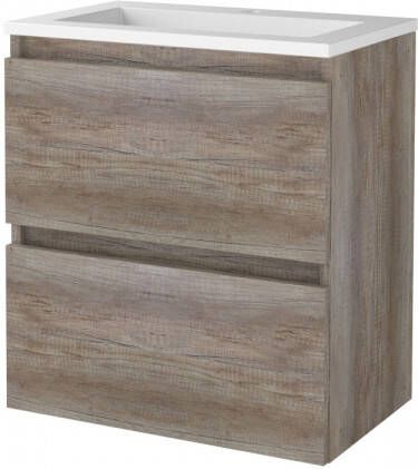 Aquasplash Badmeubelset Salt 60x39 cm Greeploos 2 Lades Met Wastafel Acryl 1 Kraangat Scotch Oak