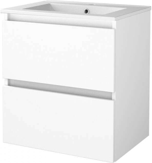 Aquasplash Badmeubelset Salt 60x46 cm Greeploos 2 Lades Met Wastafel 1 Kraangat Ice White