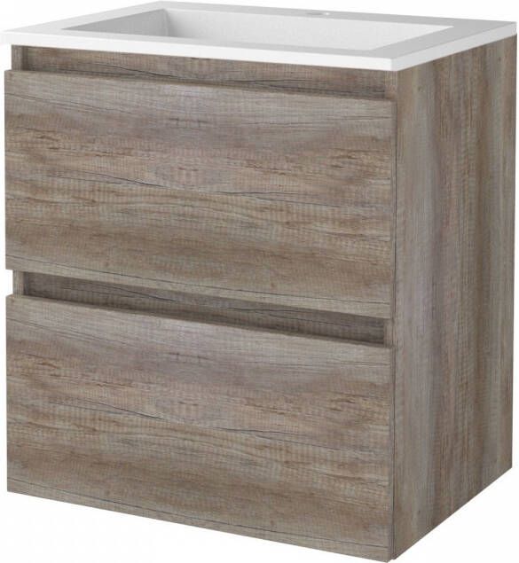 Aquasplash Badmeubelset Salt 60x46 cm Greeploos 2 Lades Met Wastafel Acryl 1 Kraangat Scotch Oak