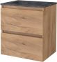 Boss & Wessing Badmeubelset BWS Salt 60x46cm Greeploos 2 Lades Met Wastafel Hardsteen Whisky Oak - Thumbnail 2