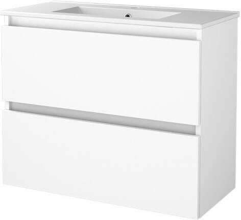 Aquasplash Badmeubelset Salt 80x39 cm Greeploos 2 Lades Met Wastafel 1 Kraangat Ice White