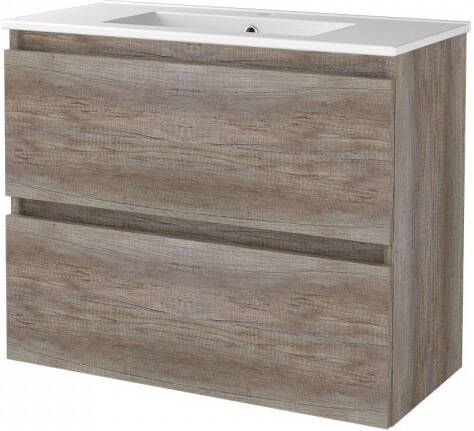 Aquasplash Badmeubelset Salt 80x39 cm Greeploos 2 Lades Met Wastafel 1 Kraangat Scotch Oak