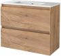 Boss & Wessing Badmeubelset BWS Salt 80x39cm Greeploos 2 Lades Met Wastafel 1 Kraangat Whisky Oak - Thumbnail 2