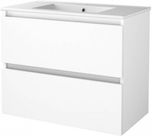 Aquasplash Badmeubelset Salt 80x46 cm Greeploos 2 Lades Met Wastafel 1 Kraangat Ice White