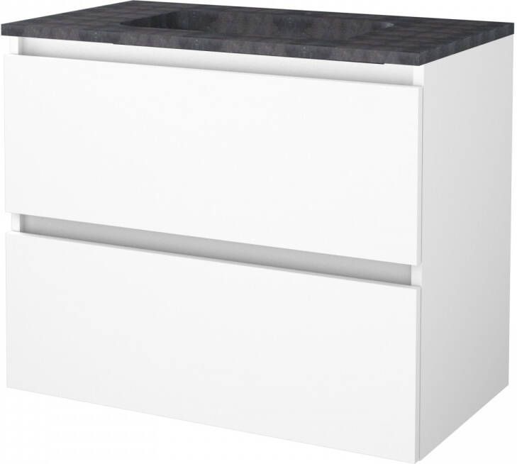 Aquasplash Badmeubelset Salt 80x46 cm Greeploos 2 Lades Met Wastafel Hardsteen 1 Kraangat Ice White
