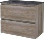 Boss & Wessing Badmeubelset BWS Salt 80x46cm Greeploos 2 Lades Met Wastafel Hardsteen Scotch Oak - Thumbnail 2