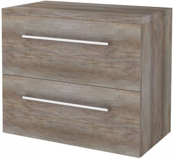 Boss & Wessing Badmeubelset BWS Salt 80x46cm Met Grepen 2 Lades Met Afdekplaat Scotch Oak