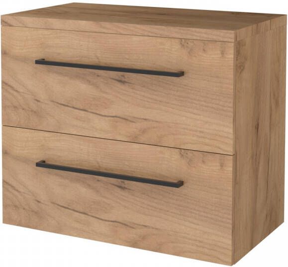 Boss & Wessing Badmeubelset BWS Salt 80x46cm Met Grepen 2 Lades Met Afdekplaat Whisky Oak