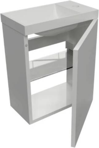 Boss & Wessing Fonteinset BWS Luna 54 3x39 7x21 8 cm Glans Wit Met Marble Fontein Met Overloop Mat Wit