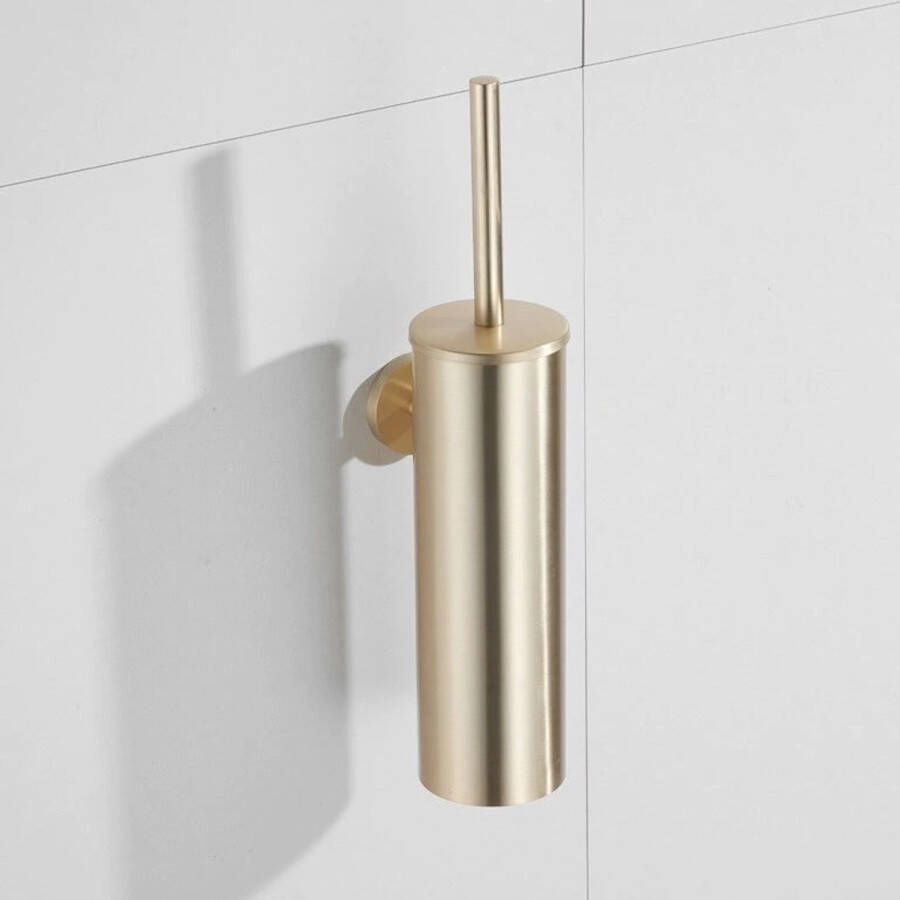 Boss & Wessing Toiletborstelhouder BWS Brass met Wandhouder Geborsteld Mat Goud