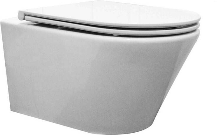 Boss & Wessing Wandcloset BWS Randloos Vera Tornado Flush met Softclose Toiletzitting Glans Wit