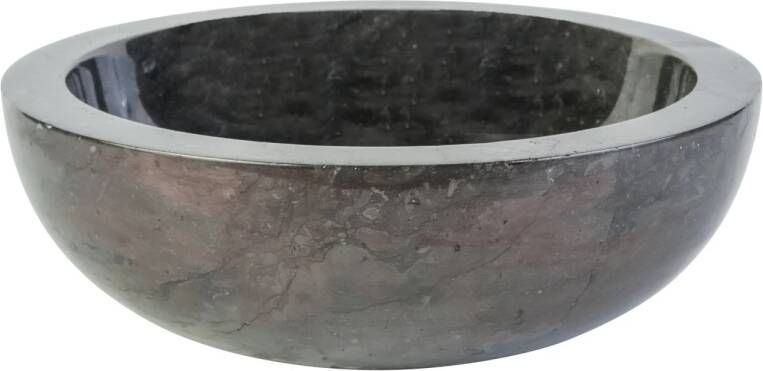 Aquasplash Waskom AQS Stone Rond 35x35x12 cm Gepolijst Natuursteen Zwart Marmer