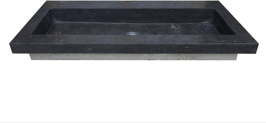 Boss & Wessing Wastafel BWS Stone 120x46 cm Zonder Kraangaten Hardsteen Zwart