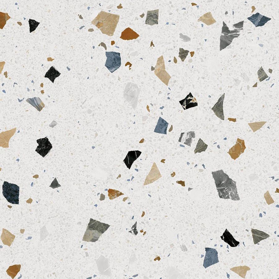 Vives Stracciatella-R Nacar terrazzo vloertegel 120x120 wit multicolor